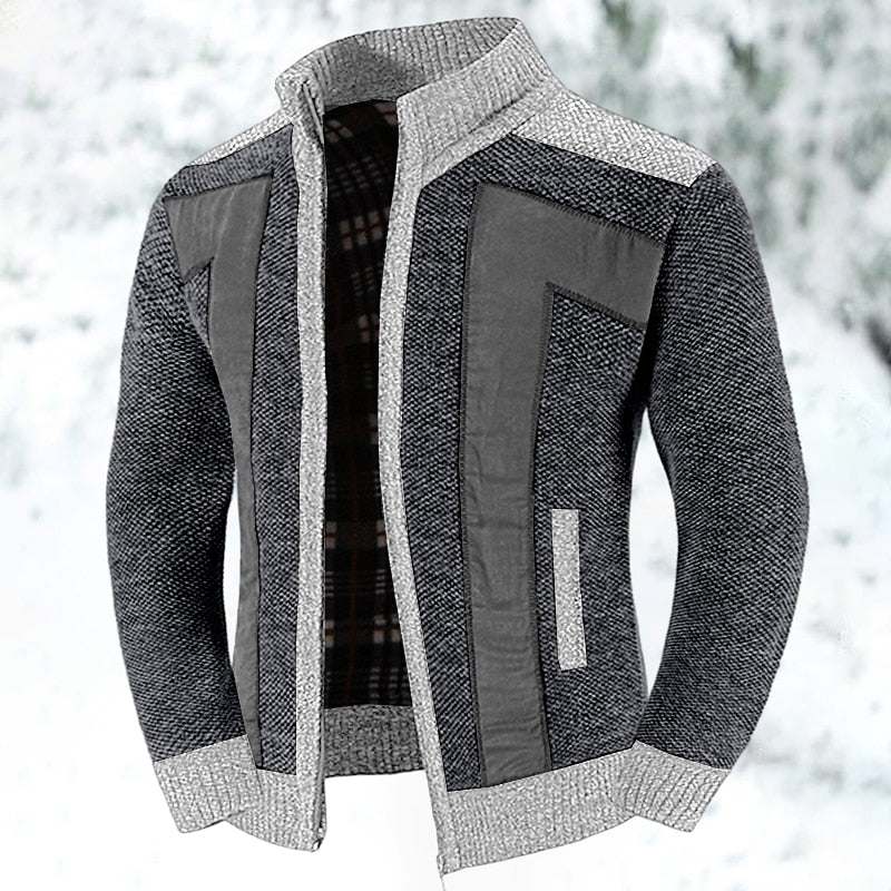 Men's cardigan with zipper closure, crafted from warm wool-like fabric, ideal for modern layering in cool weather. 3