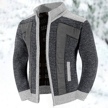 Men's cardigan with zipper closure, crafted from warm wool-like fabric, ideal for modern layering in cool weather. 3