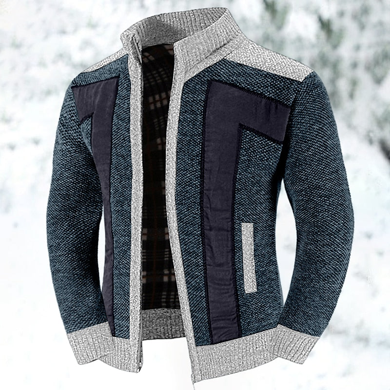 Men's cardigan with zipper closure, crafted from warm wool-like fabric, ideal for modern layering in cool weather. 4