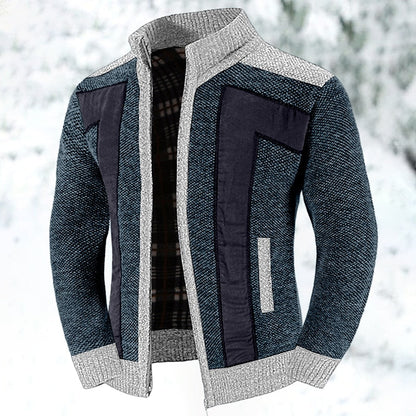 Men's cardigan with zipper closure, crafted from warm wool-like fabric, ideal for modern layering in cool weather. 4