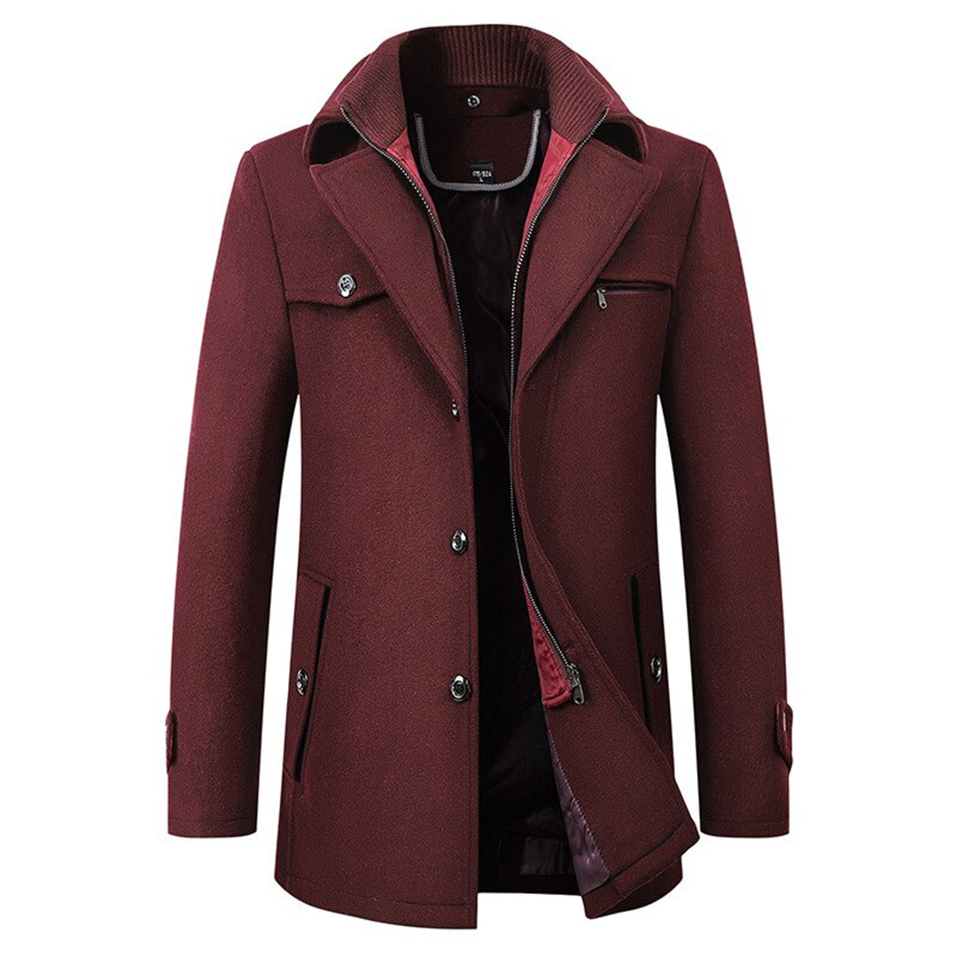 Men's wool blend coat with warm lining, featuring a structured fit for versatile winter style, ideal for cold weather occasions. 3
