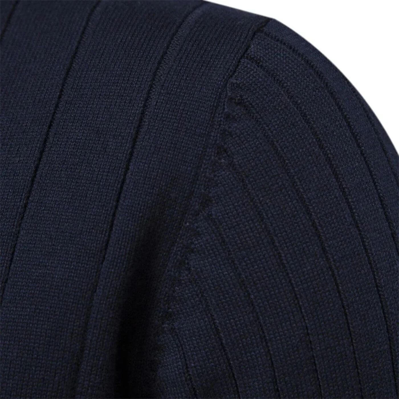 Men's lightweight half-zip sweater in a soft blue cotton-polyester blend, perfect for everyday wear. 3