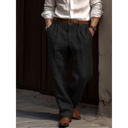Men's linen pants featuring quick-drying and breathable fabric, designed for comfort with a stain-resistant finish and regular fit, perfect for casual and warm weather 2