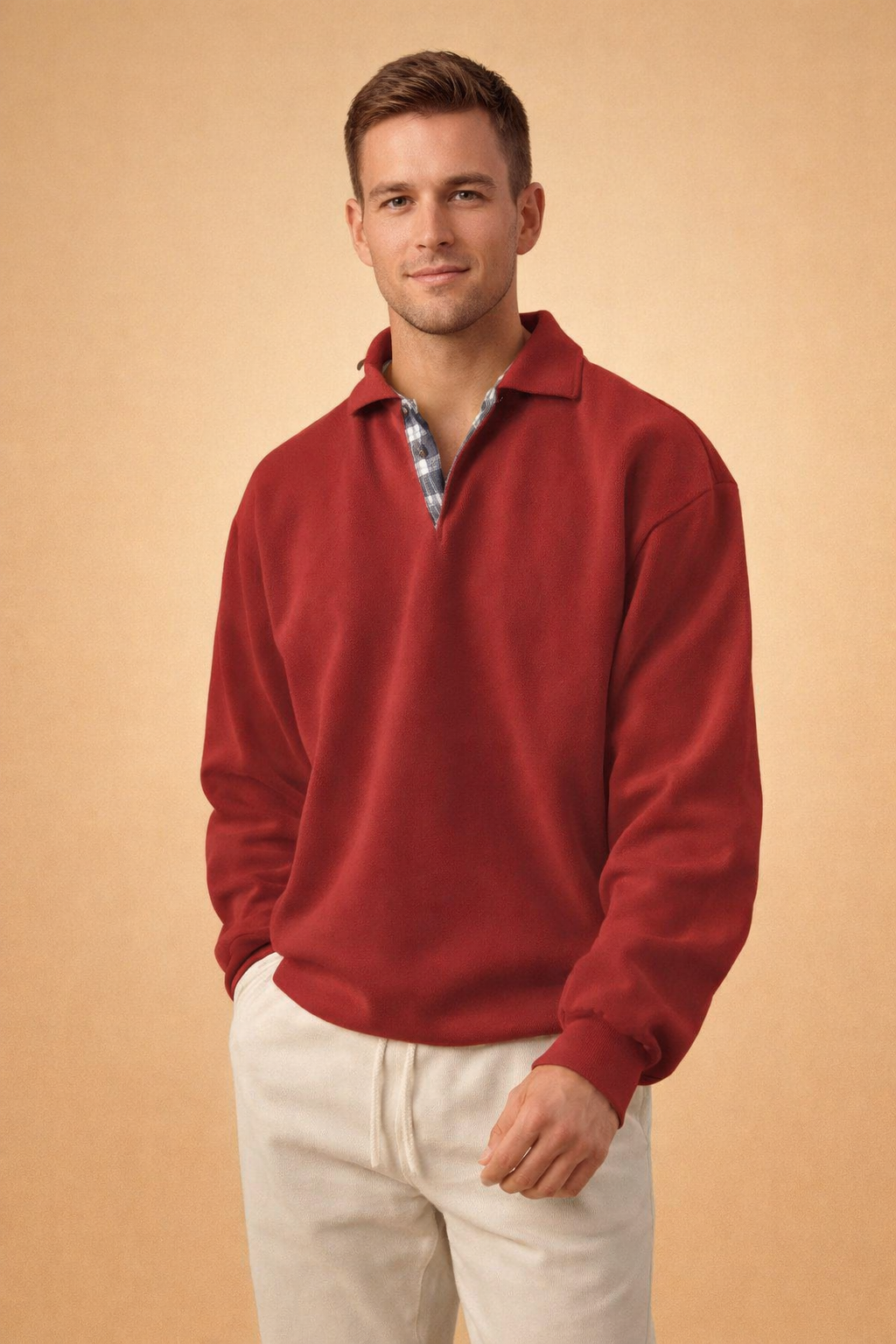 Men's long sleeve polo shirt featuring a relaxed fit and soft knit fabric, perfect for casual and smart-casual occasions. 4
