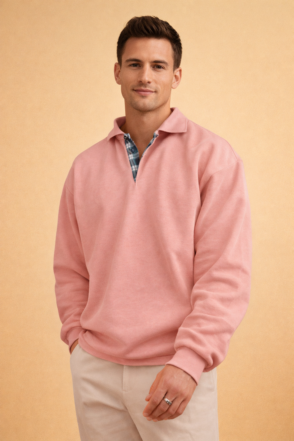 Men's long sleeve polo shirt featuring a relaxed fit and soft knit fabric, perfect for casual and smart-casual occasions. 7