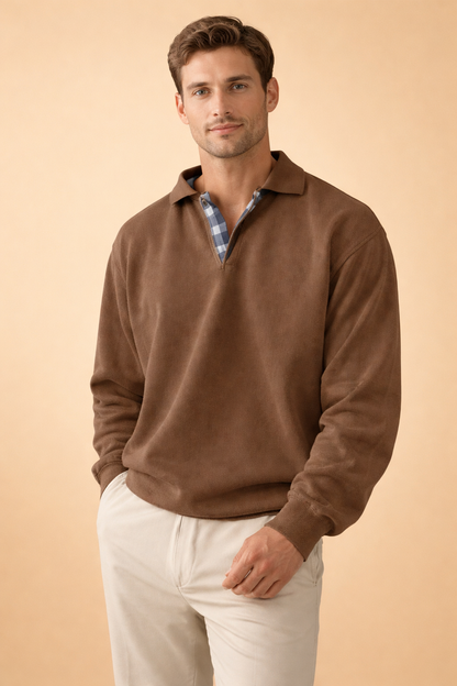 Men's long sleeve polo shirt featuring a relaxed fit and soft knit fabric, perfect for casual and smart-casual occasions. 9
