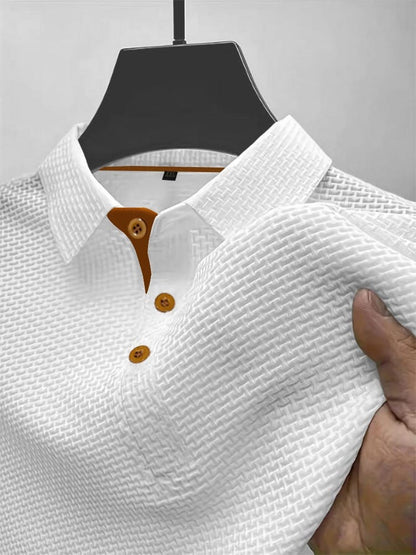 Men's Polo Shirt with Breathable Fabric and Knitted Texture – Modern Slim Fit Casual Top 0
