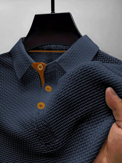 Men's Polo Shirt with Breathable Fabric and Knitted Texture – Modern Slim Fit Casual Top 1