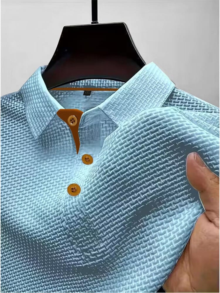 Men's Polo Shirt with Breathable Fabric and Knitted Texture – Modern Slim Fit Casual Top 2