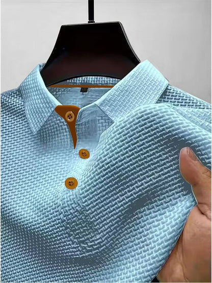 Men's Polo Shirt with Breathable Fabric and Knitted Texture – Modern Slim Fit Casual Top 2
