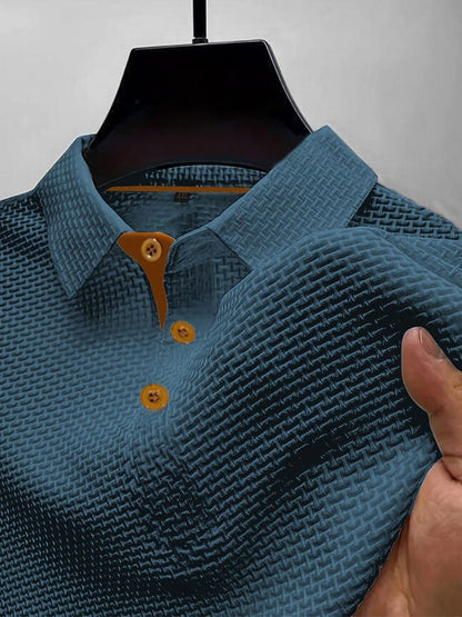 Men's Polo Shirt with Breathable Fabric and Knitted Texture – Modern Slim Fit Casual Top 3