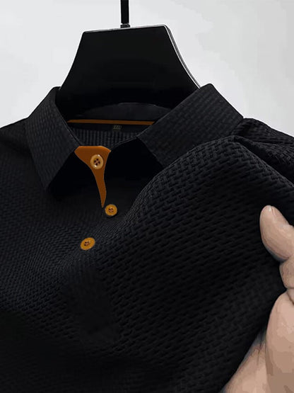 Men's Polo Shirt with Breathable Fabric and Knitted Texture – Modern Slim Fit Casual Top 4