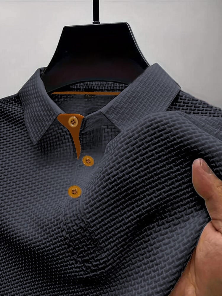 Men's Polo Shirt with Breathable Fabric and Knitted Texture – Modern Slim Fit Casual Top 5