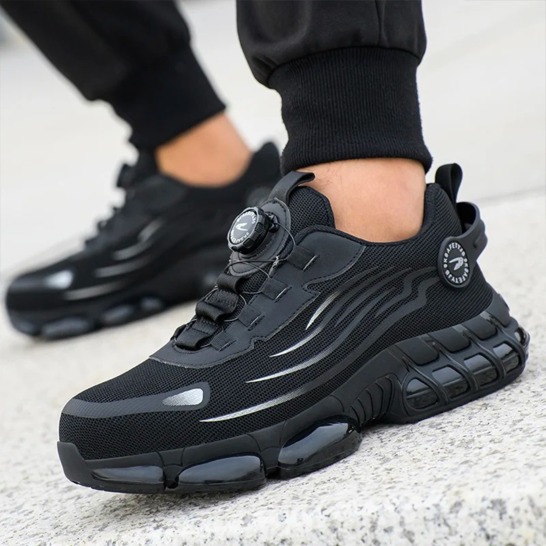 Men's safety work shoes featuring a non-slip grip and quick twist lock design, offering durability, slip resistance, comfort, and stability for all-day wear 1