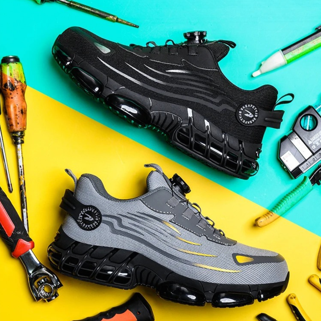 Men's safety work shoes featuring a non-slip grip and quick twist lock design, offering durability, slip resistance, comfort, and stability for all-day wear 3