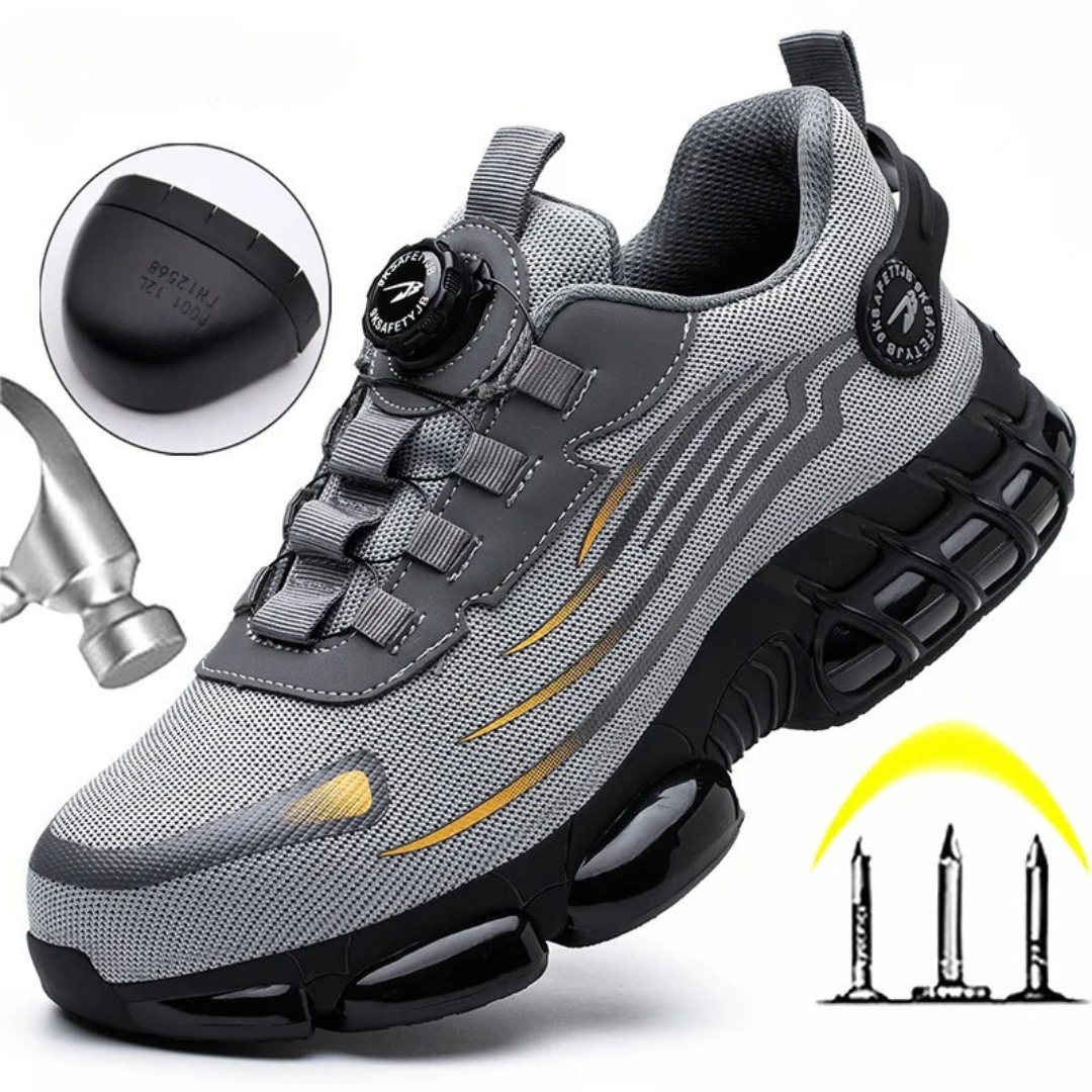Men's safety work shoes featuring a non-slip grip and quick twist lock design, offering durability, slip resistance, comfort, and stability for all-day wear 7
