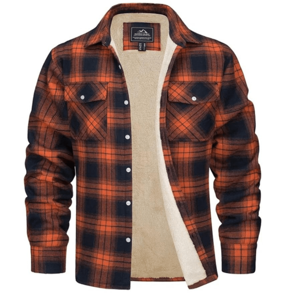 Men's Sherpa-Lined Plaid Jacket with Button-Down Front and Two Chest Pockets for Ultimate Comfort and Style 0