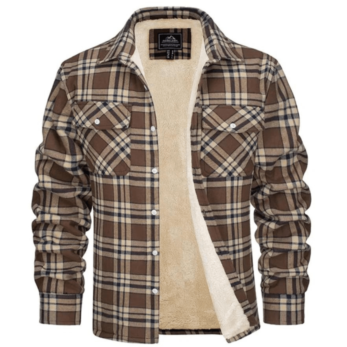 Men's Sherpa-Lined Plaid Jacket with Button-Down Front and Two Chest Pockets for Ultimate Comfort and Style 10