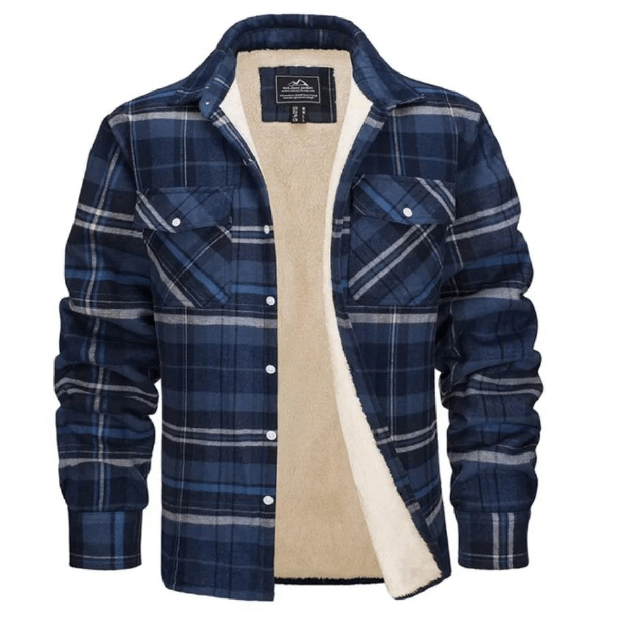 Men's Sherpa-Lined Plaid Jacket with Button-Down Front and Two Chest Pockets for Ultimate Comfort and Style 12