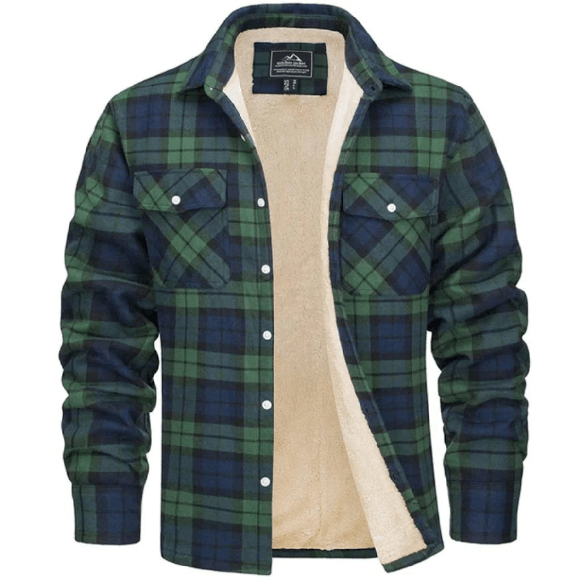 Men's Sherpa-Lined Plaid Jacket with Button-Down Front and Two Chest Pockets for Ultimate Comfort and Style 5