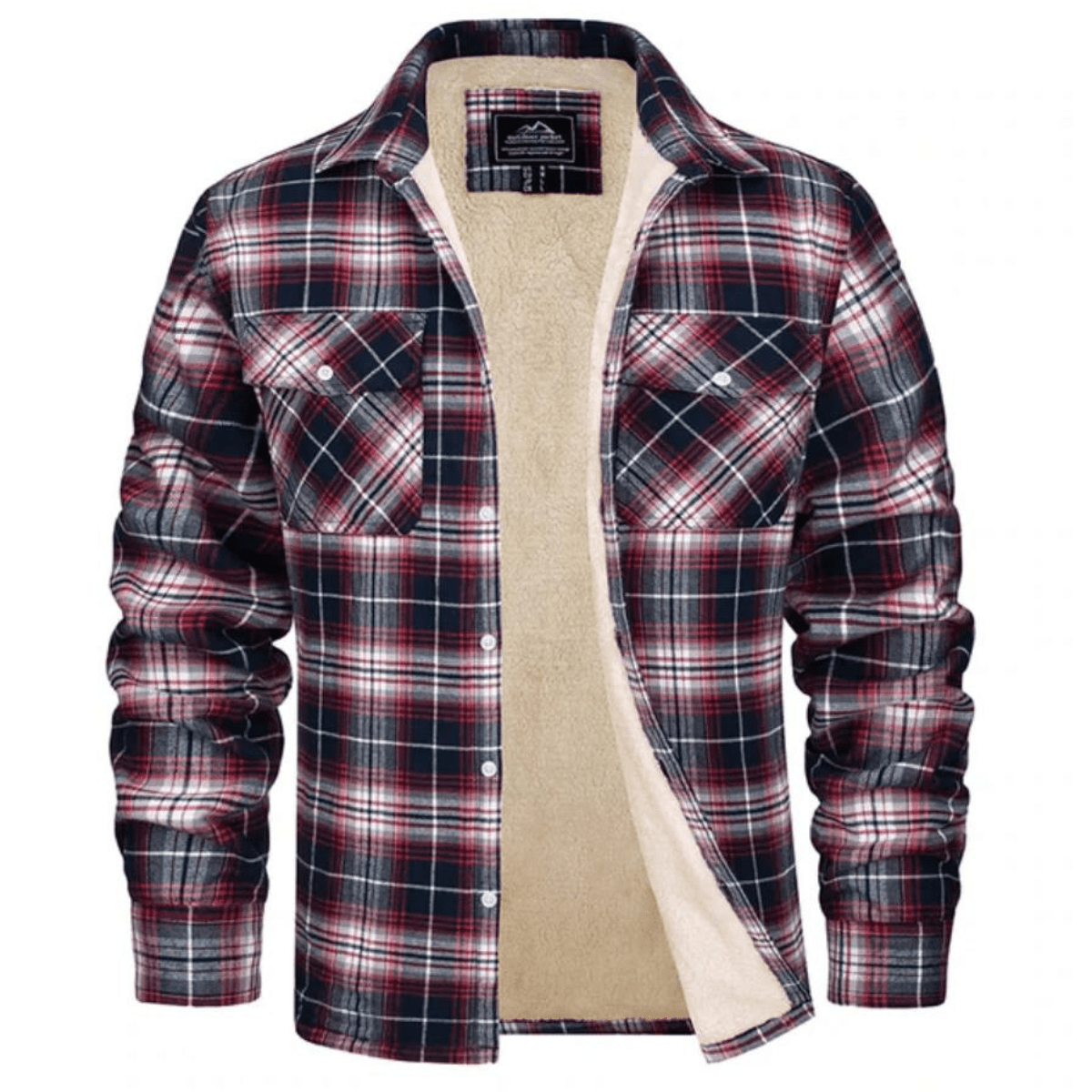 Men's Sherpa-Lined Plaid Jacket with Button-Down Front and Two Chest Pockets for Ultimate Comfort and Style 7