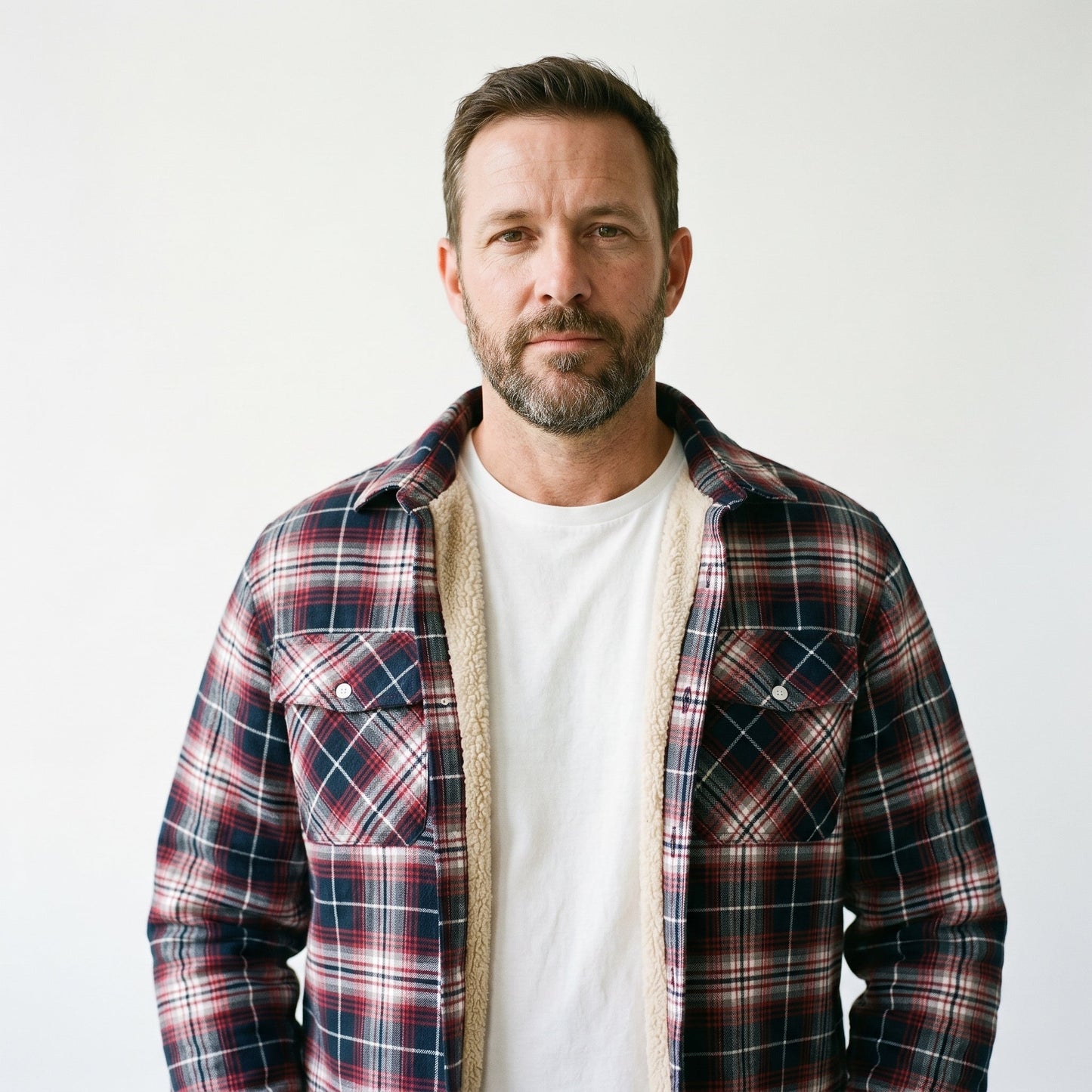 Men's Sherpa-Lined Plaid Jacket with Button-Down Front and Two Chest Pockets for Ultimate Comfort and Style 8