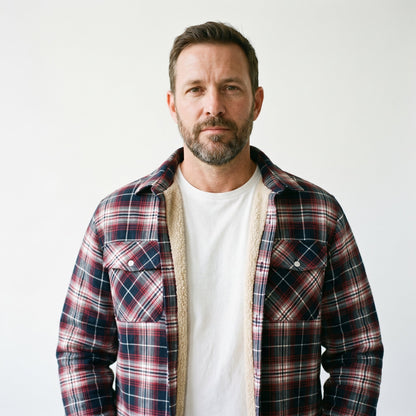 Men's Sherpa-Lined Plaid Jacket with Button-Down Front and Two Chest Pockets for Ultimate Comfort and Style 8