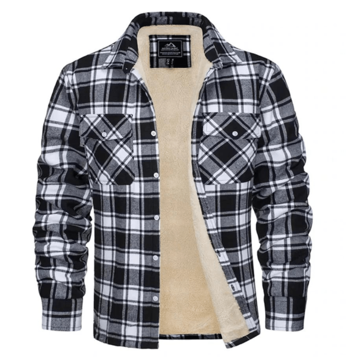 Men's Sherpa-Lined Plaid Jacket with Button-Down Front and Two Chest Pockets for Ultimate Comfort and Style 9