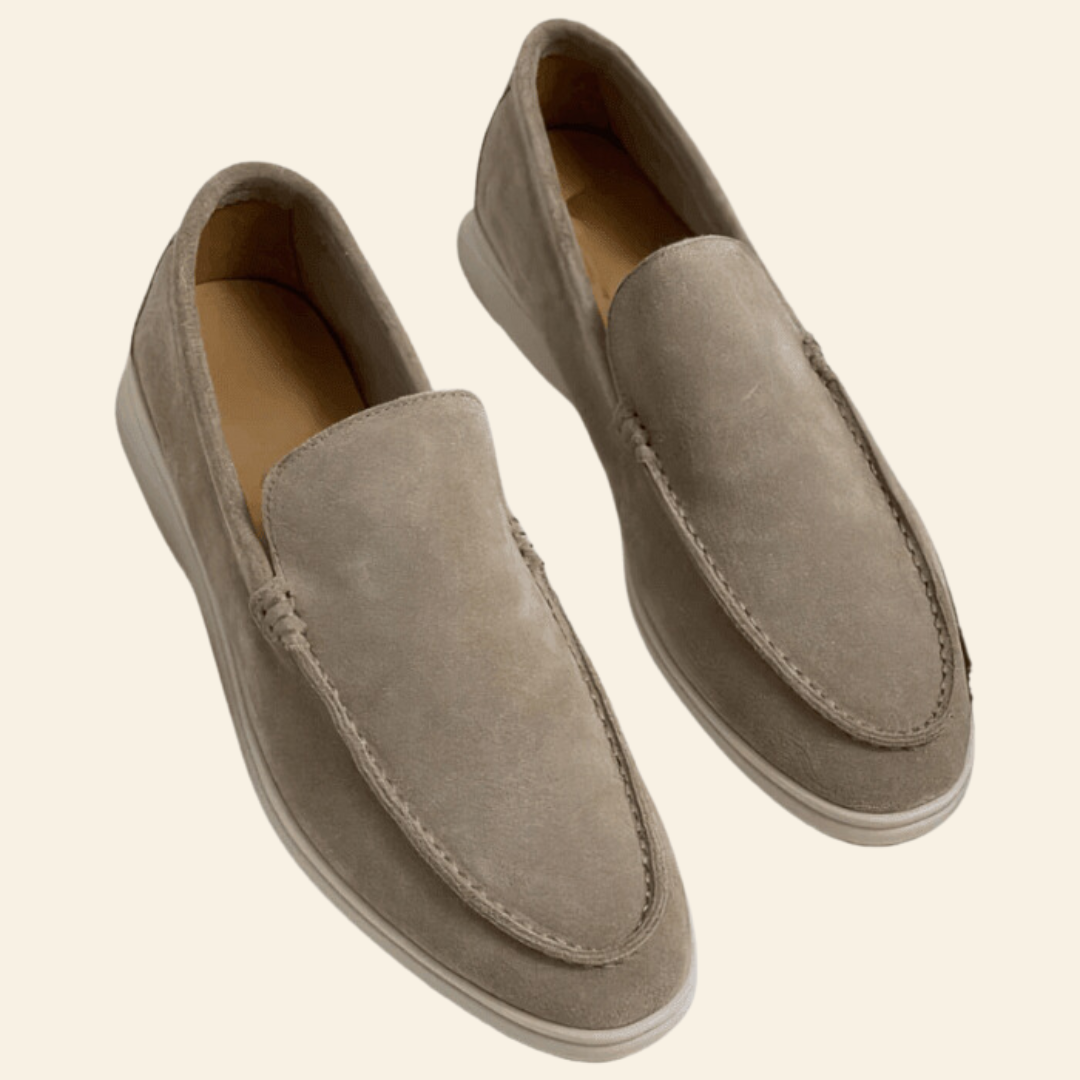 Men's brown suede loafers featuring a comfortable fit and classic design, ideal for both casual and formal wear, slip-on style for easy wear. 0