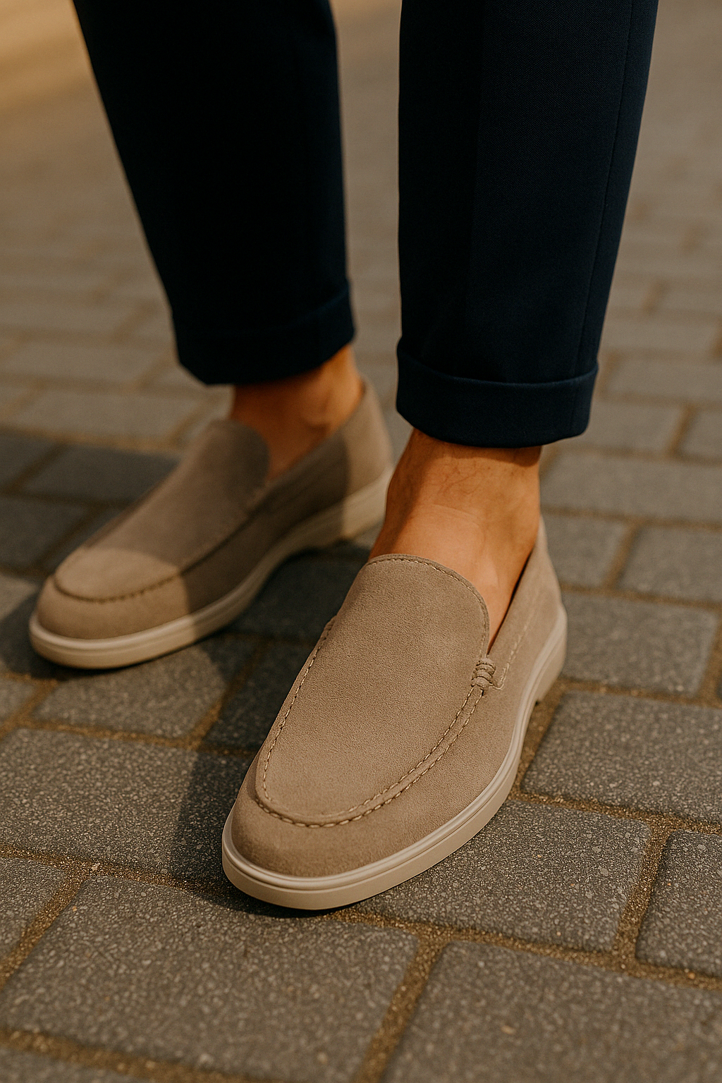 Men's brown suede loafers featuring a comfortable fit and classic design, ideal for both casual and formal wear, slip-on style for easy wear. 1