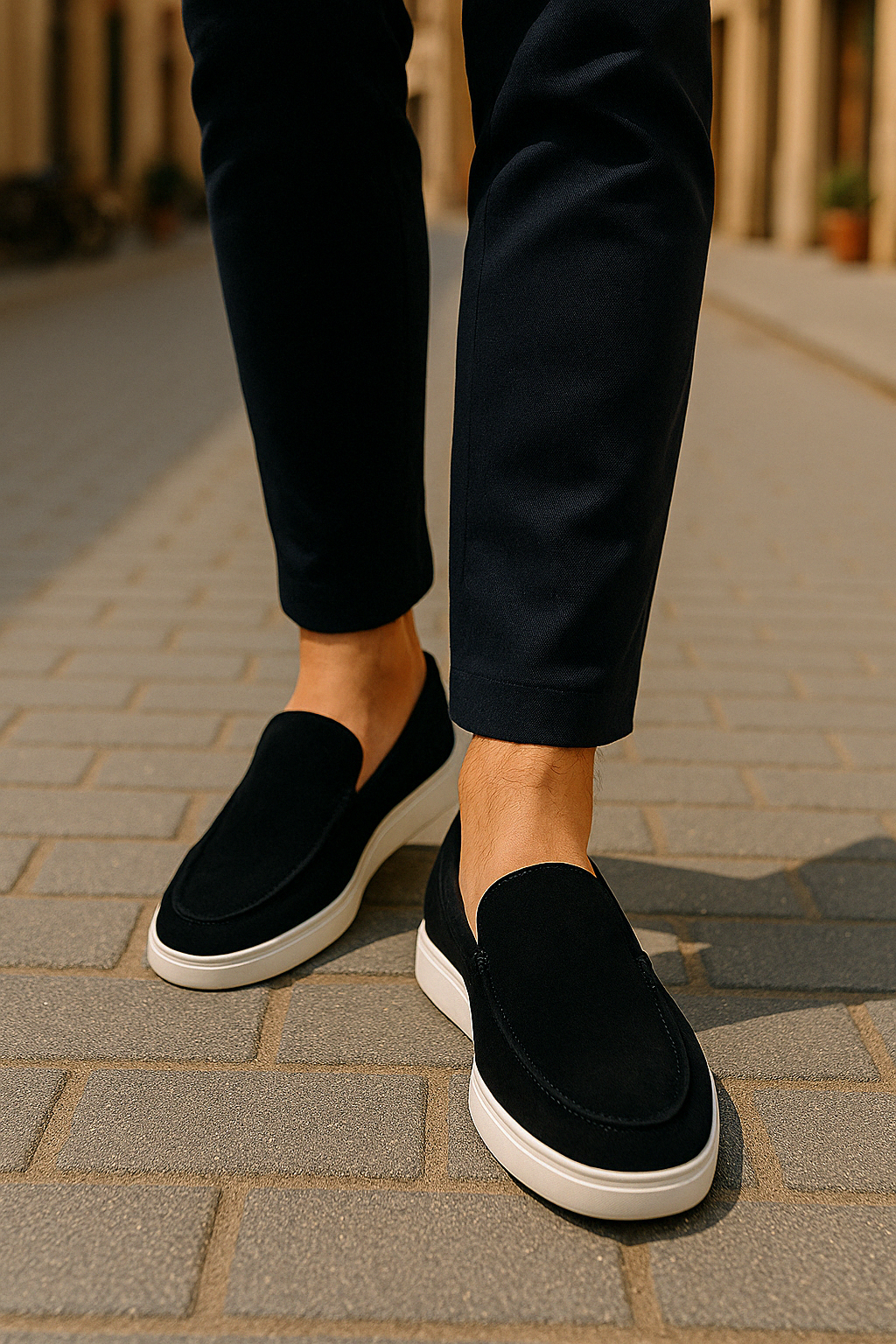 Men's brown suede loafers featuring a comfortable fit and classic design, ideal for both casual and formal wear, slip-on style for easy wear. 2