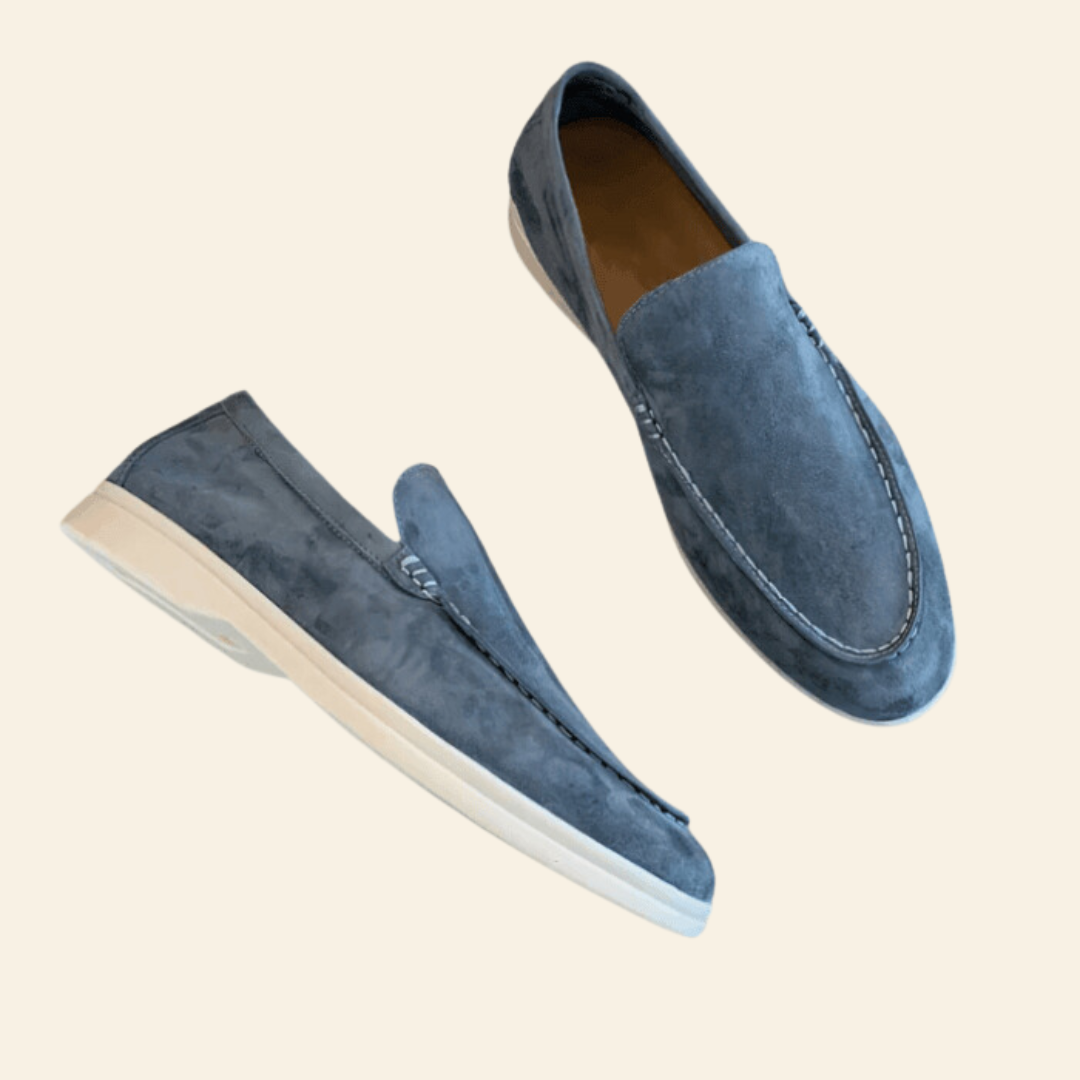 Men's brown suede loafers featuring a comfortable fit and classic design, ideal for both casual and formal wear, slip-on style for easy wear. 4