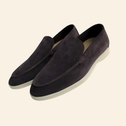 Men's brown suede loafers featuring a comfortable fit and classic design, ideal for both casual and formal wear, slip-on style for easy wear. 6