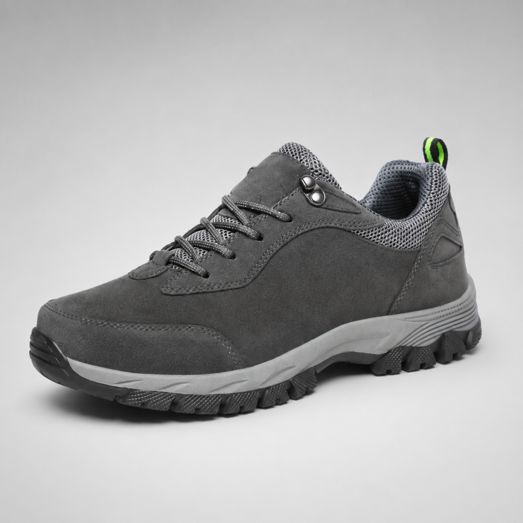 Men's water-resistant hiking shoes featuring a slip-resistant sole, designed for outdoor trails with lightweight comfort and durability. 0