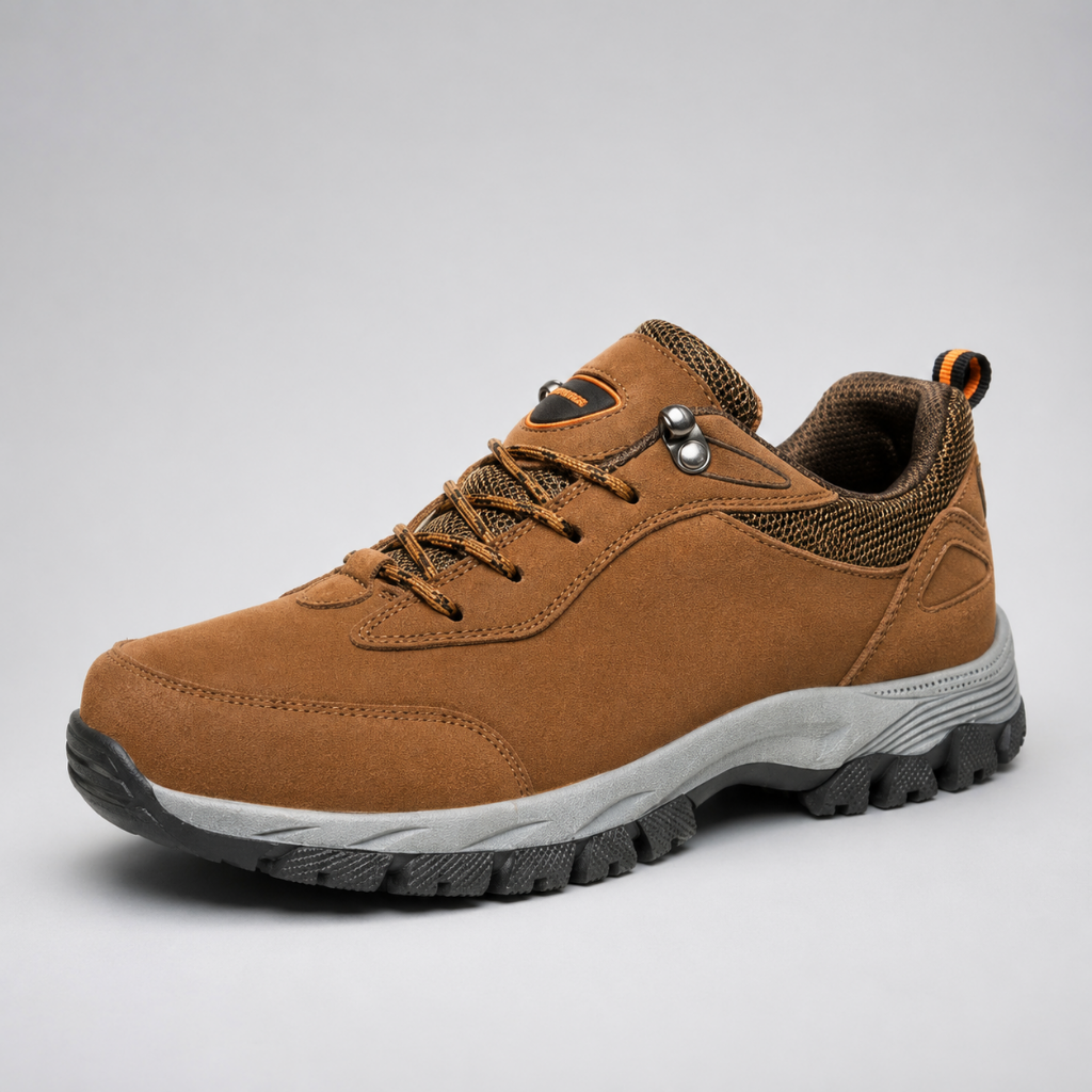 Men's water-resistant hiking shoes featuring a slip-resistant sole, designed for outdoor trails with lightweight comfort and durability. 2