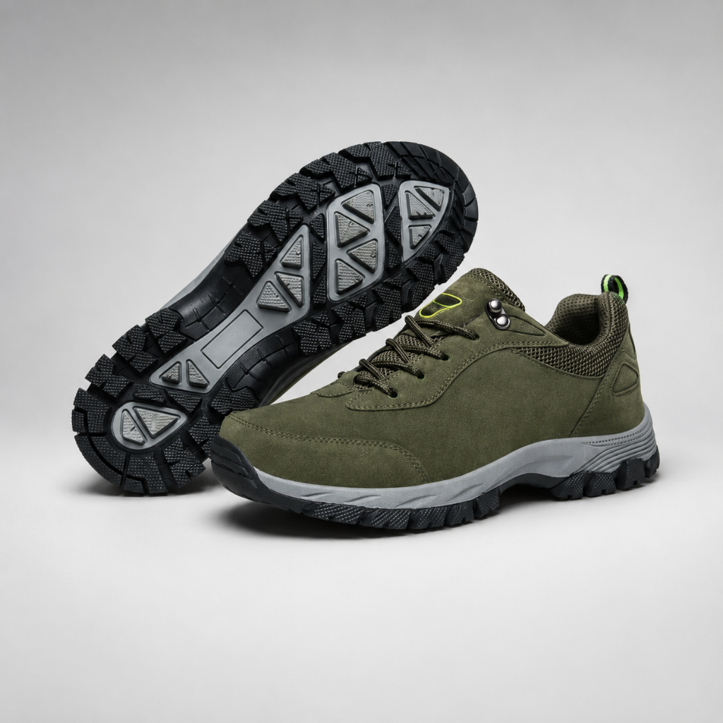 Men's water-resistant hiking shoes featuring a slip-resistant sole, designed for outdoor trails with lightweight comfort and durability. 4