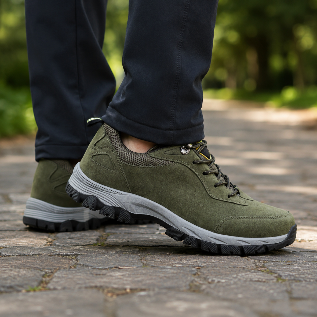 Men's water-resistant hiking shoes featuring a slip-resistant sole, designed for outdoor trails with lightweight comfort and durability. 6