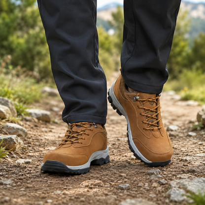 Men's water-resistant hiking shoes featuring a slip-resistant sole, designed for outdoor trails with lightweight comfort and durability. 7