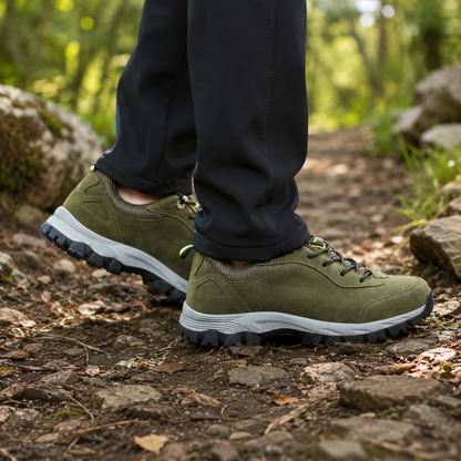 Men's water-resistant hiking shoes featuring a slip-resistant sole, designed for outdoor trails with lightweight comfort and durability. 8