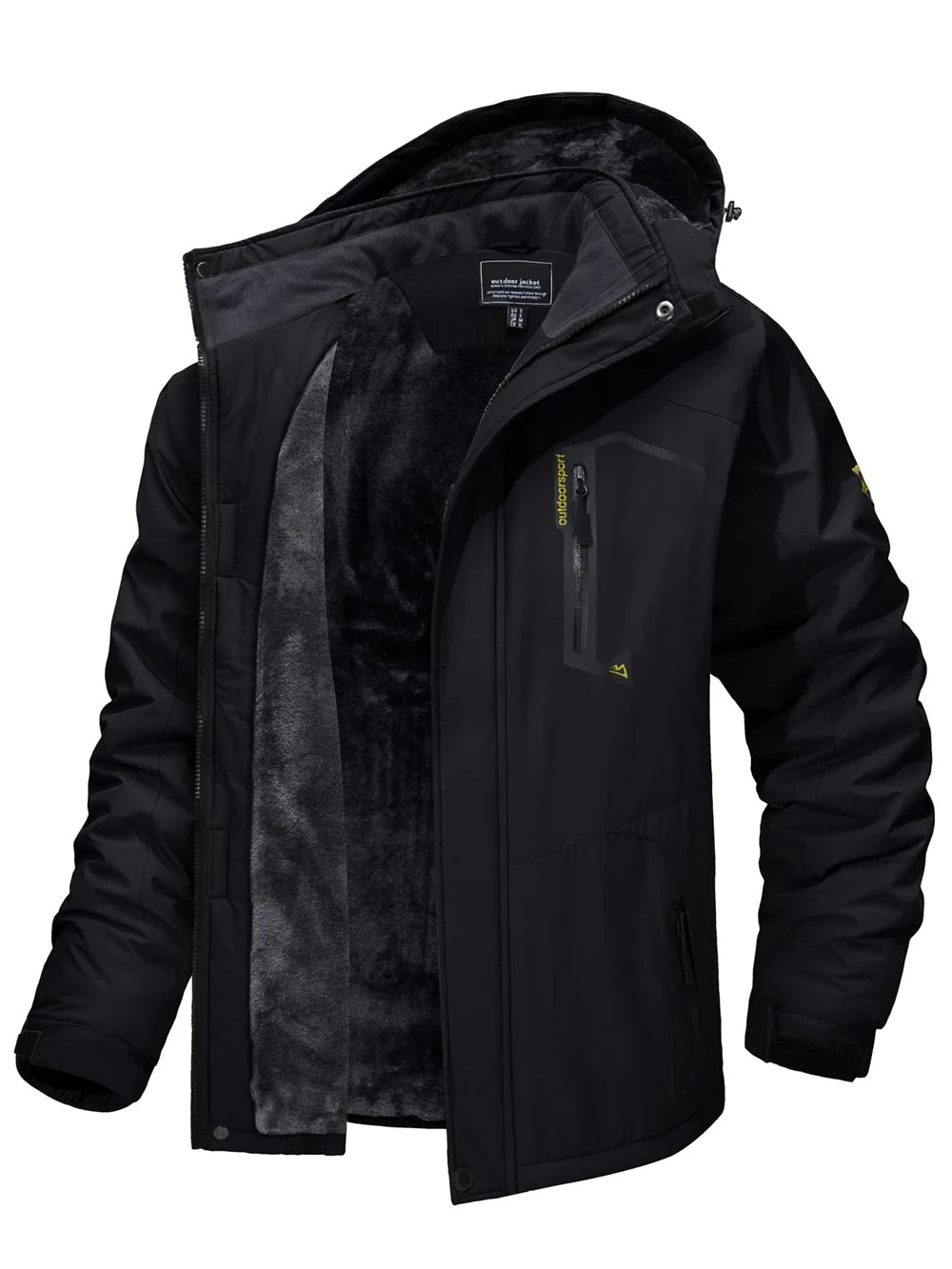 Men's waterproof parka featuring a cozy fleece lining and a detachable hood, designed for warmth and comfort during outdoor activities in winter. 2