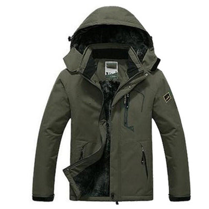 Men's waterproof parka featuring a cozy fleece lining and a detachable hood, designed for warmth and comfort during outdoor activities in winter. 6