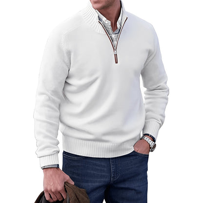 Men's knit jumper featuring a quarter-zip collar and raglan sleeves, designed for a classic regular fit in soft, warm fabric, perfect for casual 0