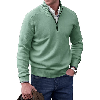Men's knit jumper featuring a quarter-zip collar and raglan sleeves, designed for a classic regular fit in soft, warm fabric, perfect for casual 3