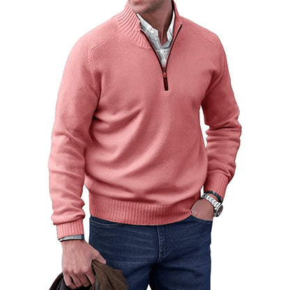 Men's knit jumper featuring a quarter-zip collar and raglan sleeves, designed for a classic regular fit in soft, warm fabric, perfect for casual 4