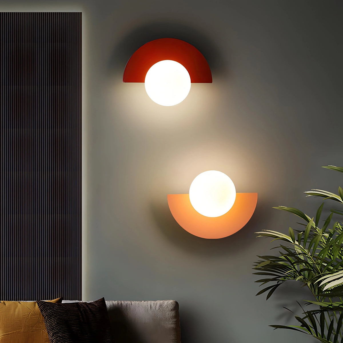 Mid-Century LED Wall Lamp featuring a stylish half-circle design, available in versatile color options to enhance any modern decor. 0