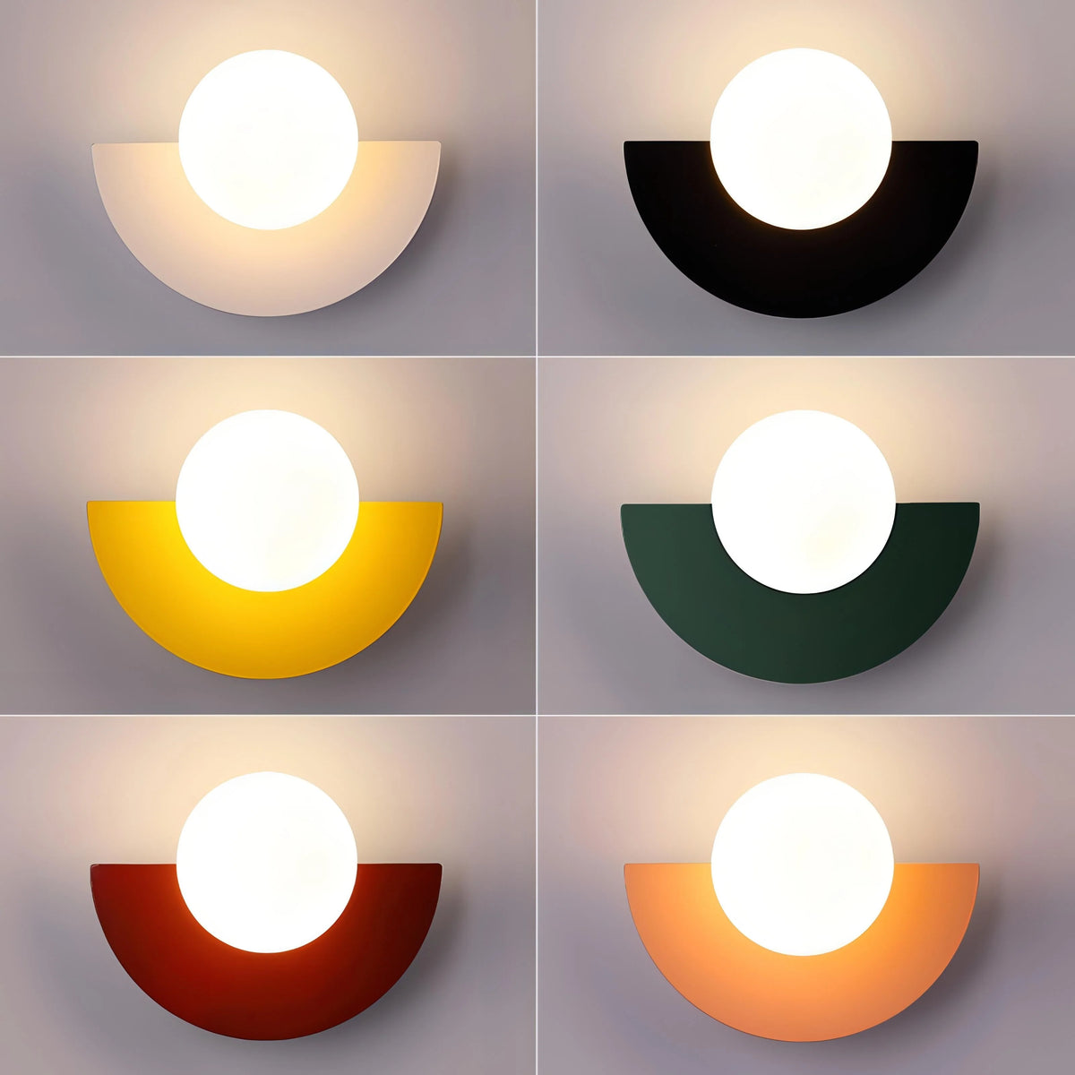 Mid-Century LED Wall Lamp featuring a stylish half-circle design, available in versatile color options to enhance any modern decor. 2