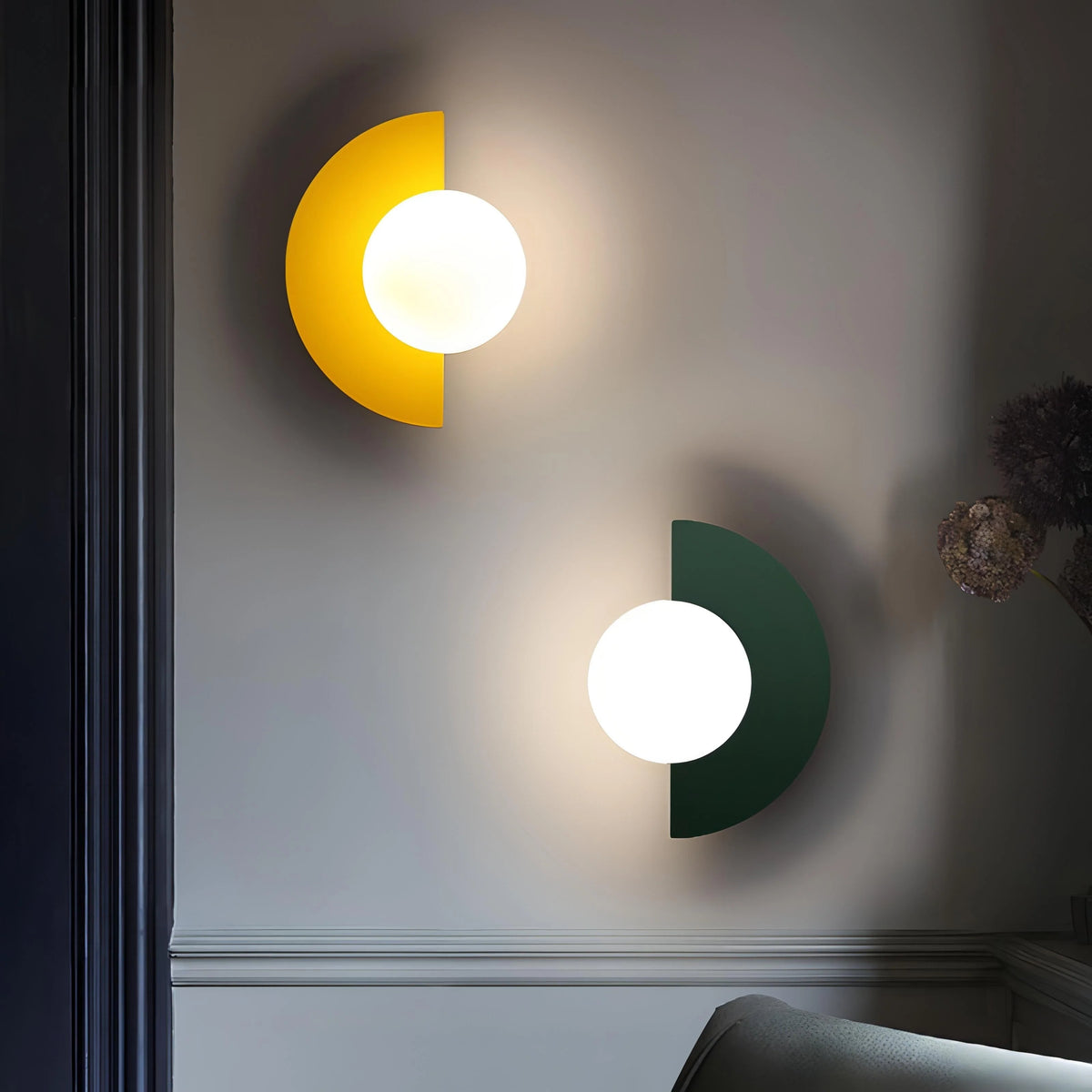 Mid-Century LED Wall Lamp featuring a stylish half-circle design, available in versatile color options to enhance any modern decor. 3