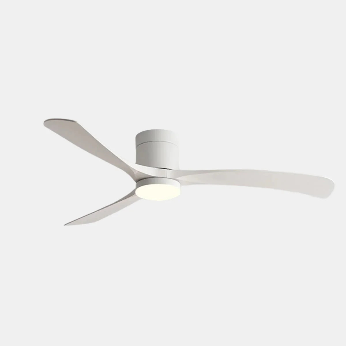 Modern ceiling fan featuring a sleek flush mount design, integrated LED light, and 6-speed reversible motor for whisper-quiet operation, perfect for enhancing home 0