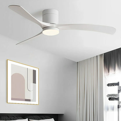 Modern ceiling fan featuring a sleek flush mount design, integrated LED light, and 6-speed reversible motor for whisper-quiet operation, perfect for enhancing home 1