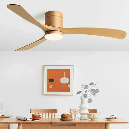 Modern ceiling fan featuring a sleek flush mount design, integrated LED light, and 6-speed reversible motor for whisper-quiet operation, perfect for enhancing home 2